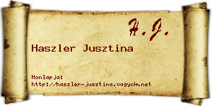 Haszler Jusztina névjegykártya